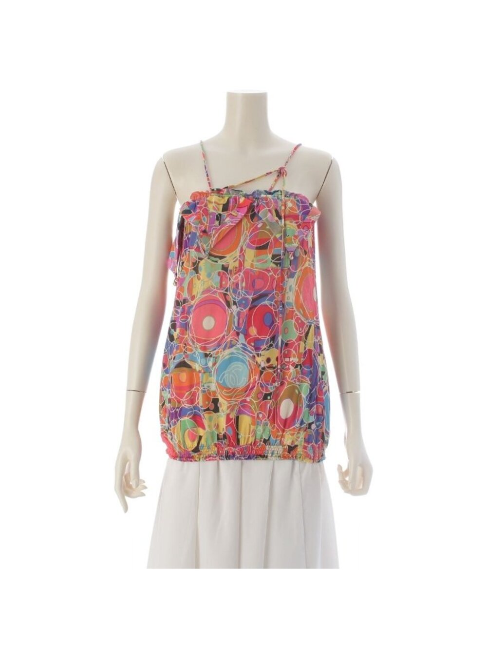 Chanel 08P Silk Cotton CC Logo Camisole Top Multicolor 42
